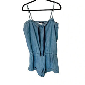 Seven7 Women’s Sleeveless Spaghetti Strap V Neck Denim Shorts Romper Size M GUC